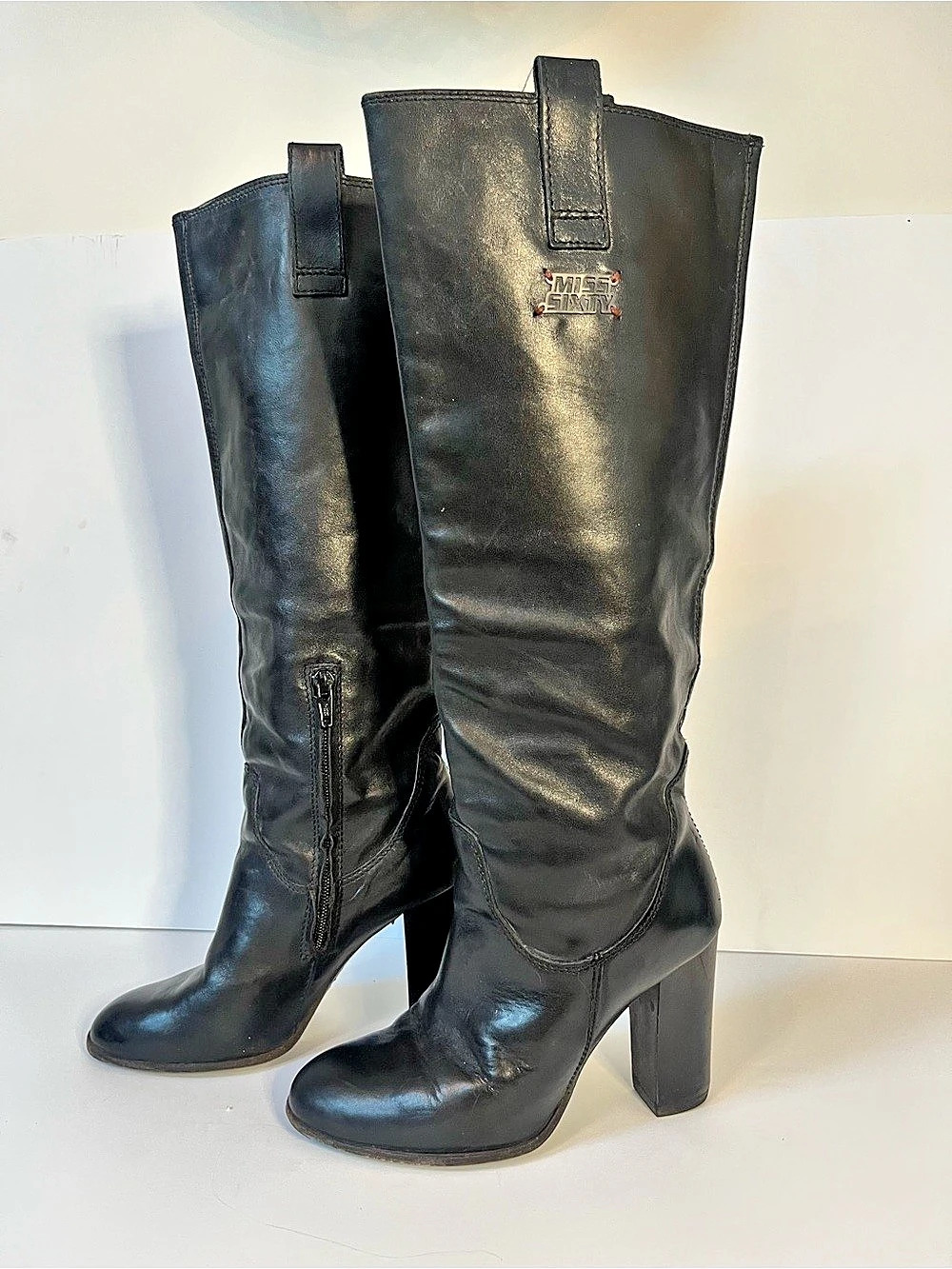 Miss Sixty Over the Knee Heeled Boots in Black